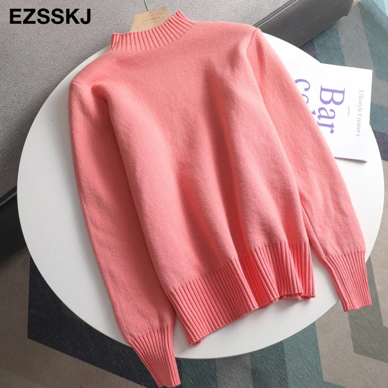 Christmas Gift Deanwangkt Autumn winter cashmere basic warm Sweater velvet Pullovers Women female fur thick Turtleneck sweater knit Jumpers top - Deanwangkt