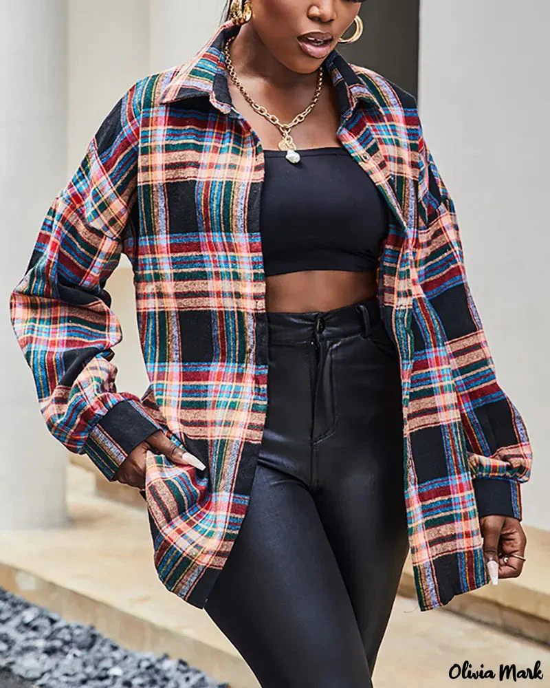 Deanwangkt - Plaid Print Long Sleeve Button Up Jacket - Deanwangkt