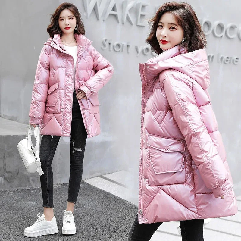 Christmas Gift Deanwangkt New Winter Jacket Parkas Coat Women's Clothes Long Coat Fashion Loose Casual Hooded Cotton Padded Parka Jacket Basic Coat - Deanwangkt