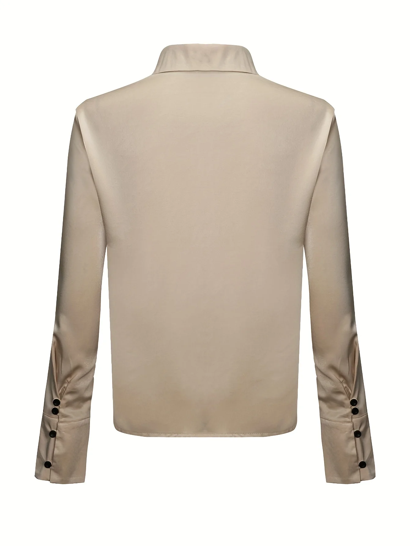 Button Front Solid Shirt, Elegant Long Sleeve Collar Work Shirt, Women's Clothing - Deanwangkt