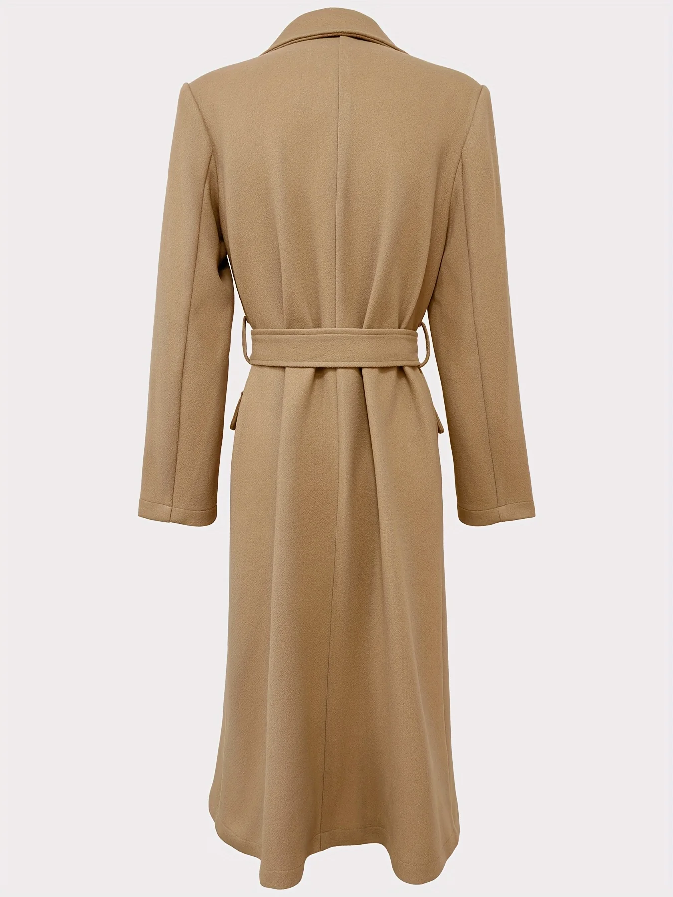 deanwangkt-1  Solid Button Front Pea Coat, Elegant Long Sleeve Lapel Coat, Women's Clothing - Deanwangkt