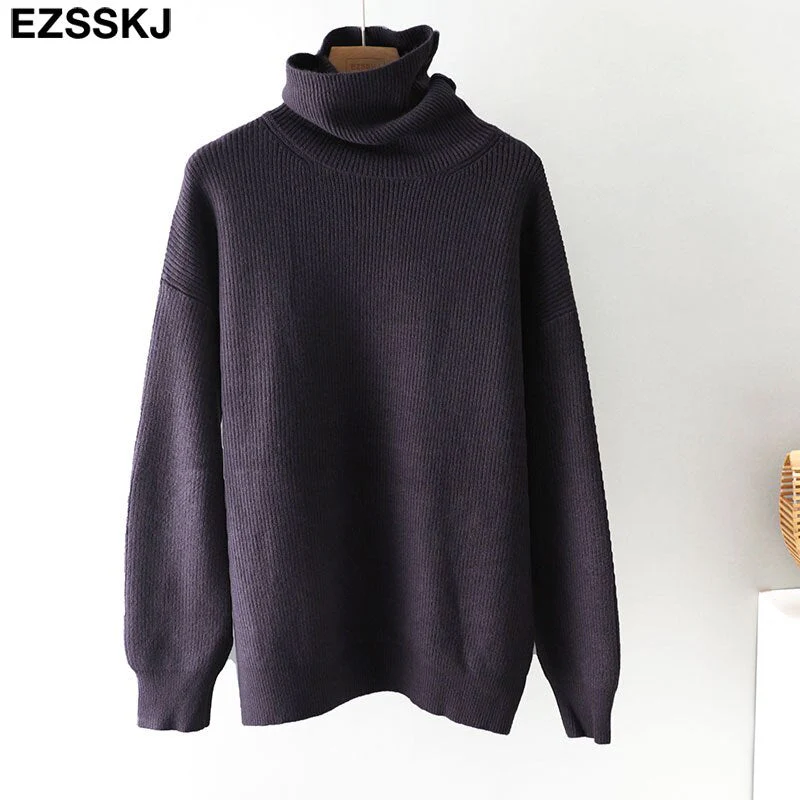 Christmas Gift Deanwangkt Women's Sweater Autumn Winter Warm Turtlenecks Casual Loose Oversized  wool sweaters  Pullover  Femme top - Deanwangkt
