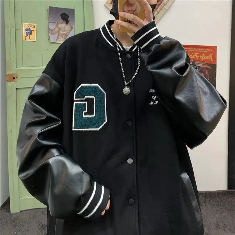 Christmas Gift Deanwangkt Spring Black G Coat American Baseball Bomber Students Jacket Loose Men Women Couples Tops Harajuku Plus Size Streetwear Be Free - Deanwangkt