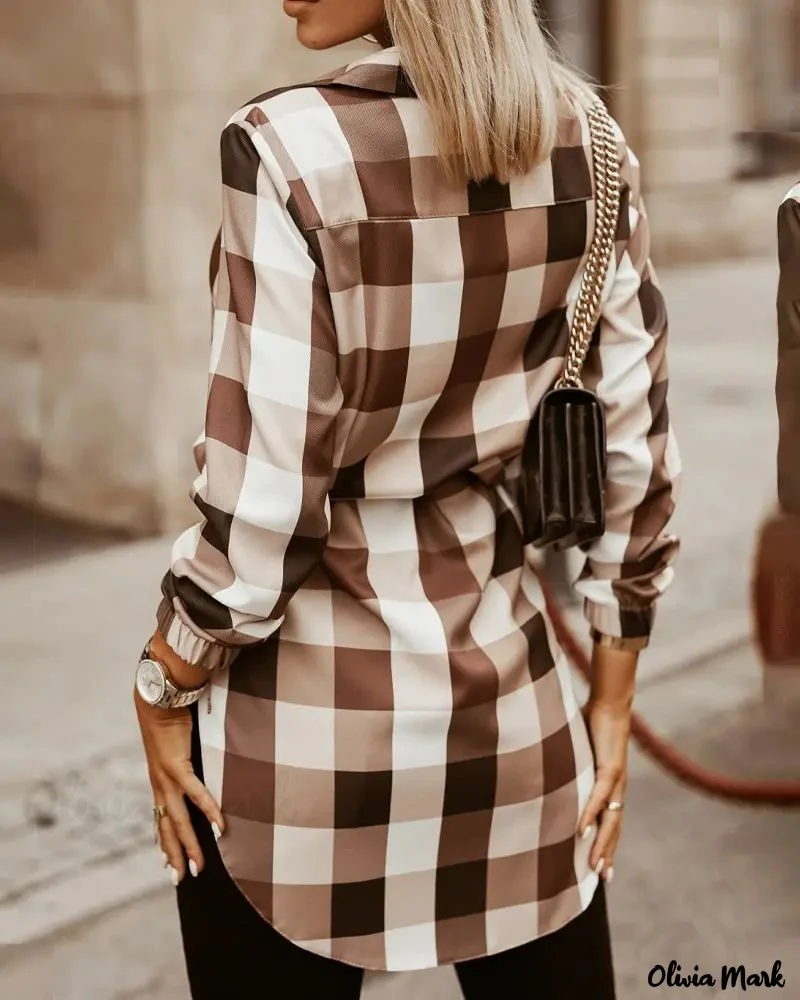 Deanwangkt - Plaid Print Long Sleeve Button-Up Shirt - Deanwangkt