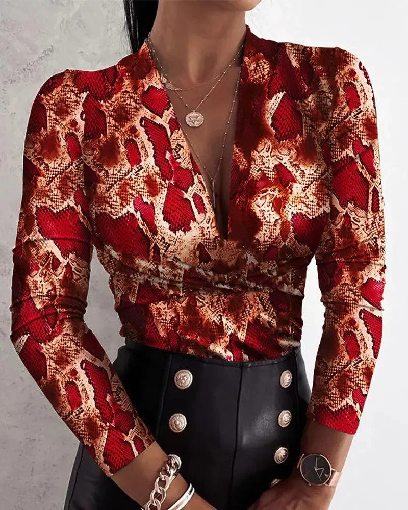 Deanwangkt - Snakeskin Print Long Sleeve Top - Deanwangkt