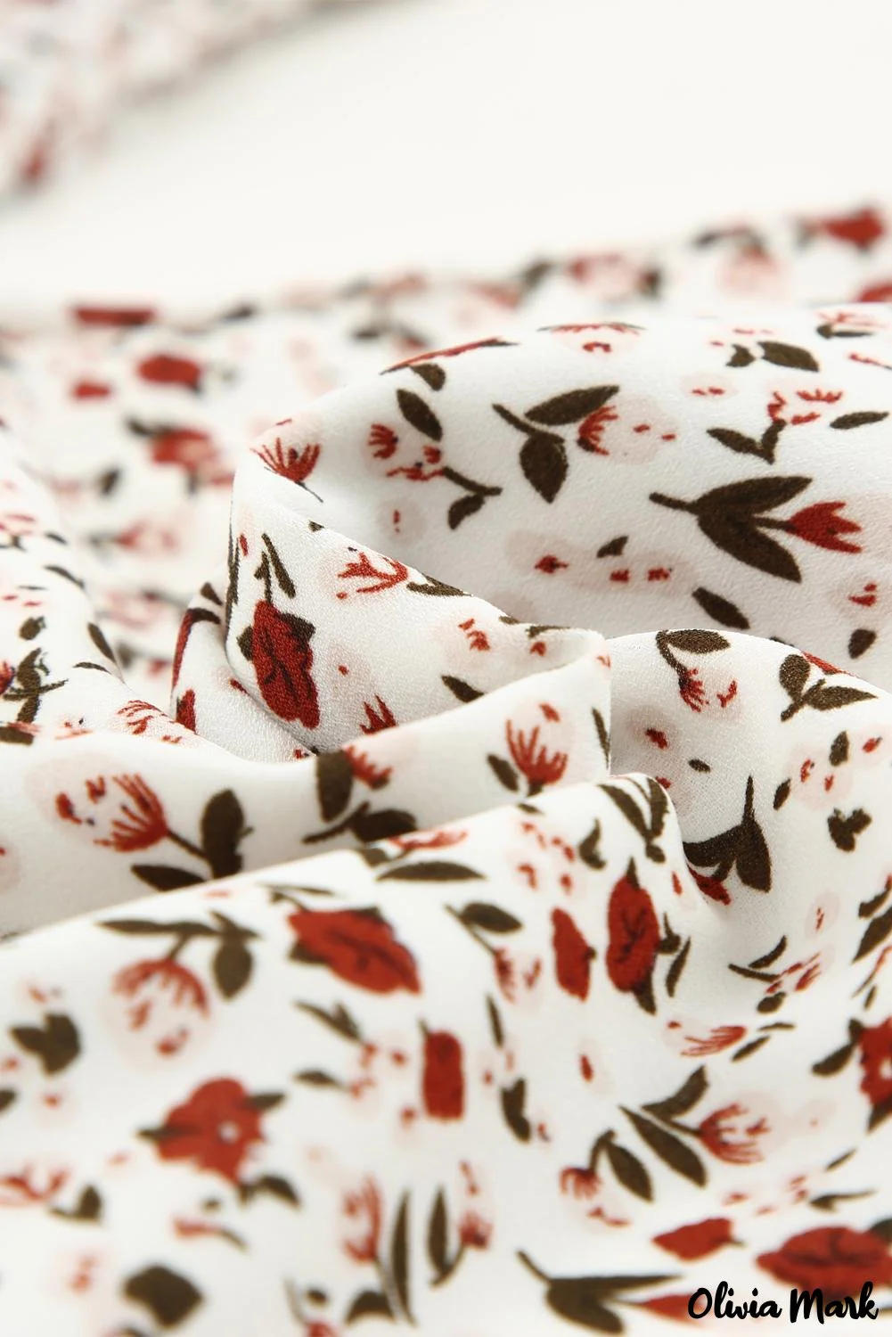 Deanwangkt - Brown Floral Ruffle Long Sleeve Blouse - Deanwangkt