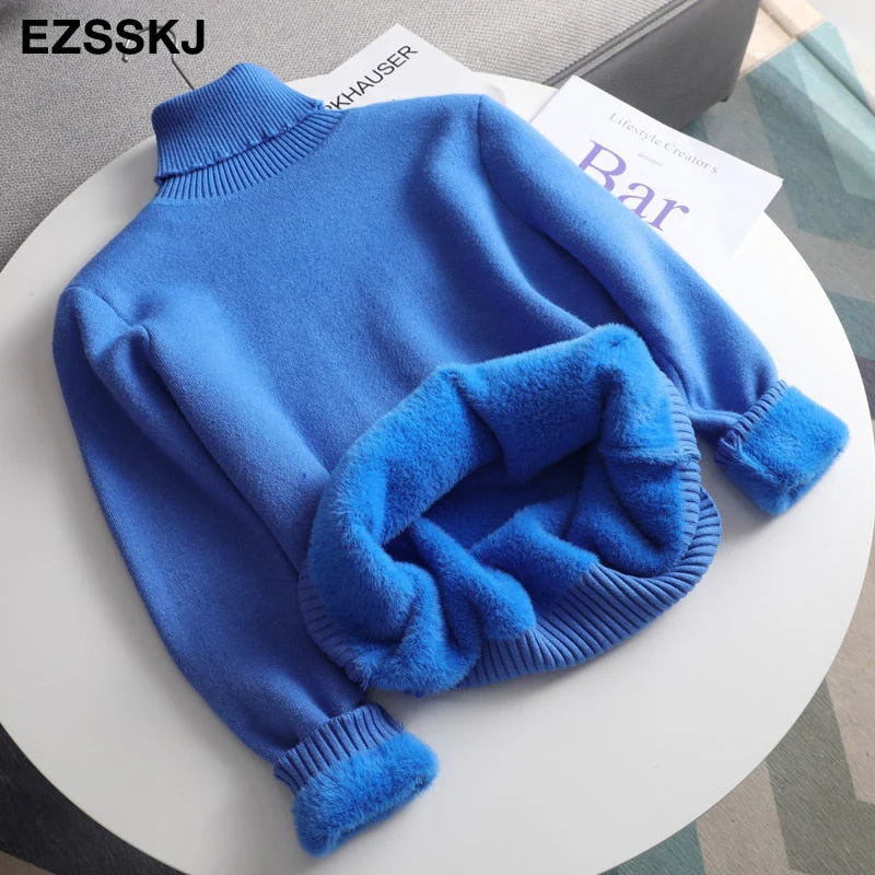 Christmas Gift Deanwangkt Autumn winter cashmere basic warm Sweater velvet Pullovers Women female fur thick Turtleneck sweater knit Jumpers top - Deanwangkt