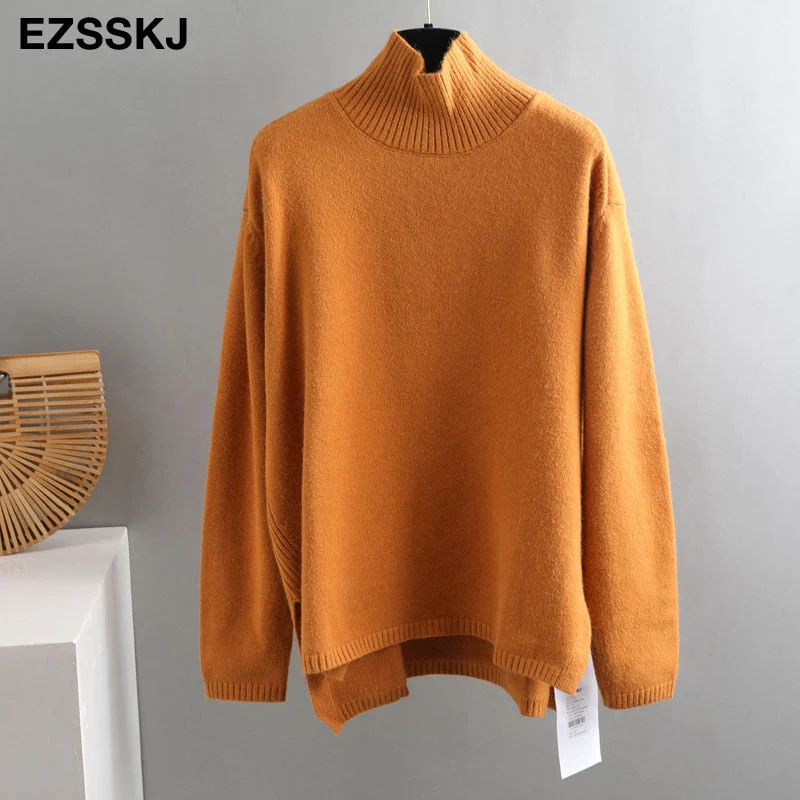 Christmas Gift Autumn Winter O-NECK oversize thick Sweater pullovers Women Deanwangkt loose cashmere  turtleneck Sweater Pullover female Long Sleeve - Deanwangkt