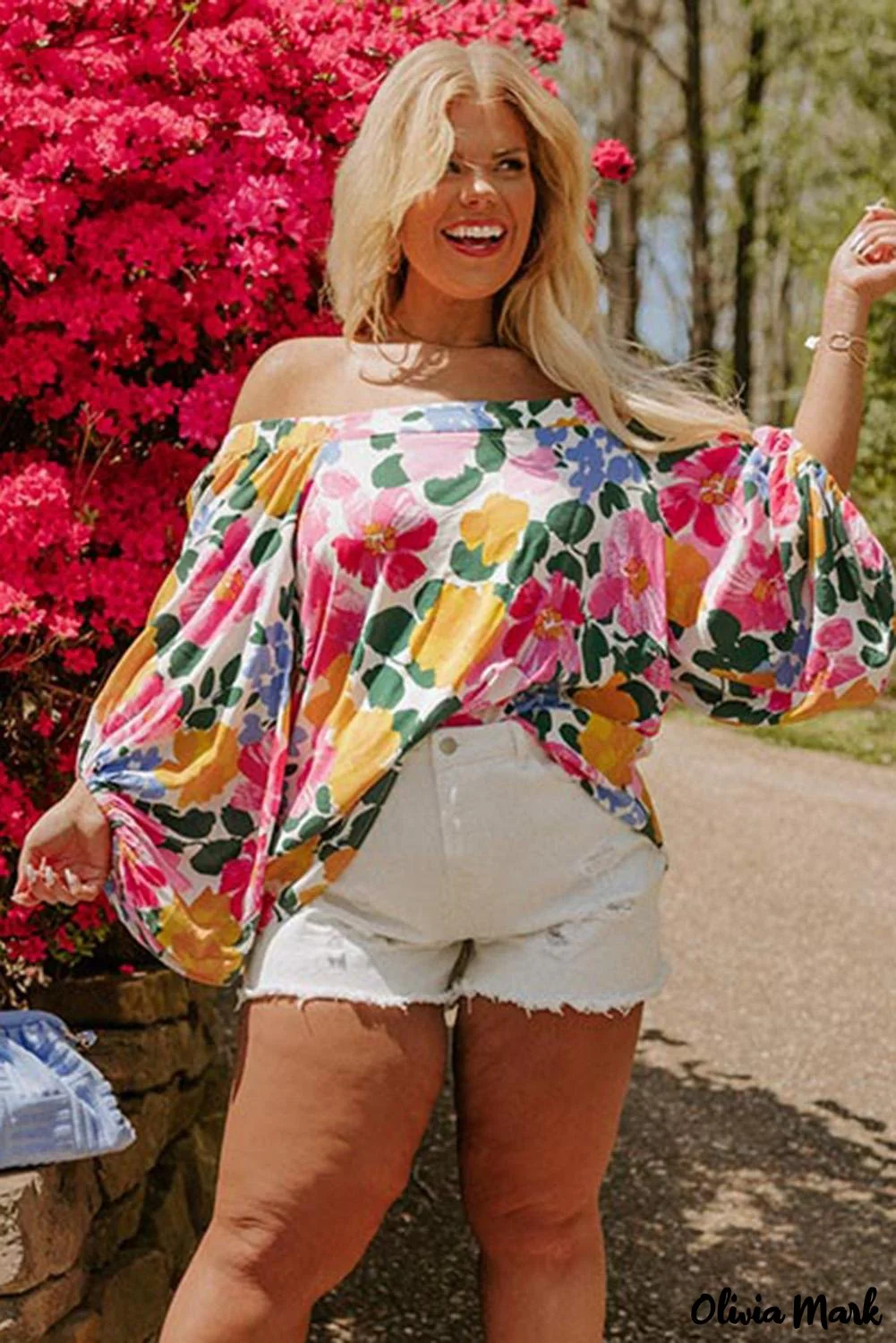 Deanwangkt - White off-the-shoulder top with watercolor flowers - Deanwangkt