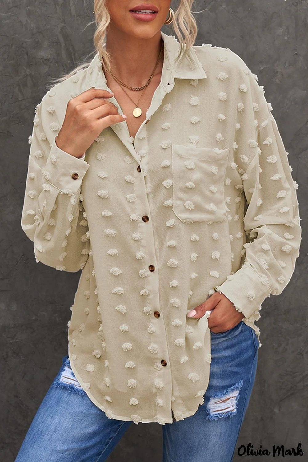 Deanwangkt - Green Polka Dot Long Sleeve Button Pocket Shirt - Deanwangkt