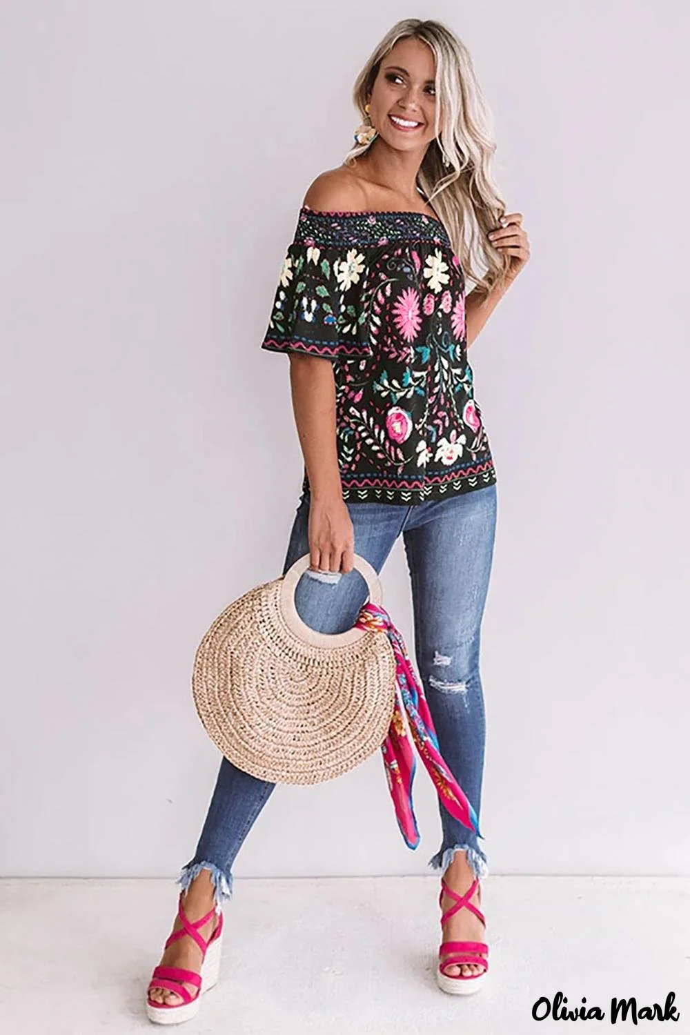 Deanwangkt - Black Floral Straight Top - Deanwangkt