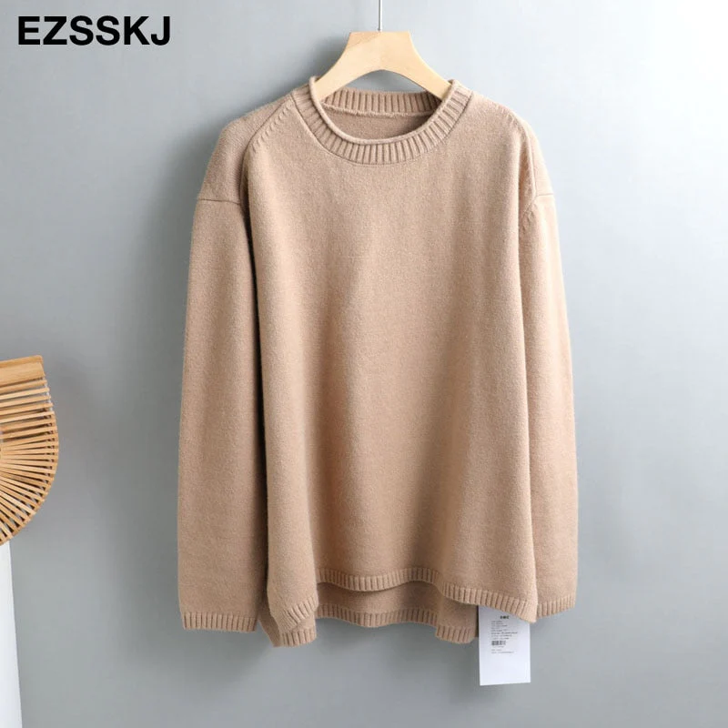 Christmas Gift Autumn Winter O-NECK oversize thick Sweater pullovers Women Deanwangkt loose cashmere  turtleneck Sweater Pullover female Long Sleeve - Deanwangkt