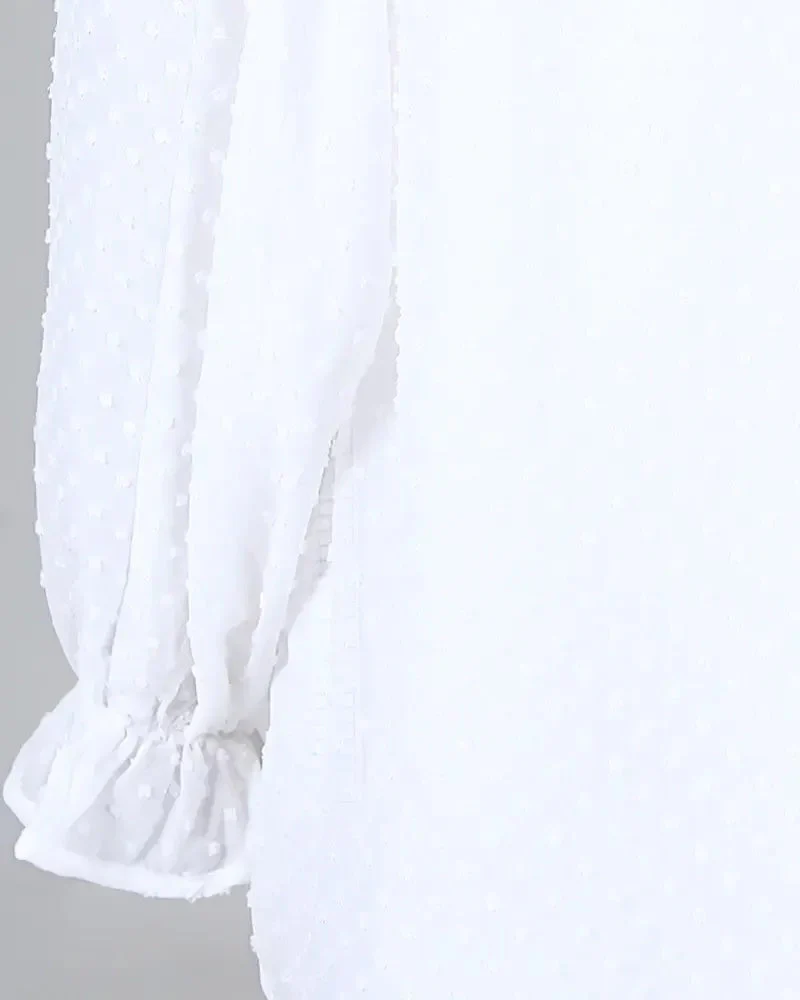 Deanwangkt - Polka Dot Button Long Sleeve Blouse - Deanwangkt