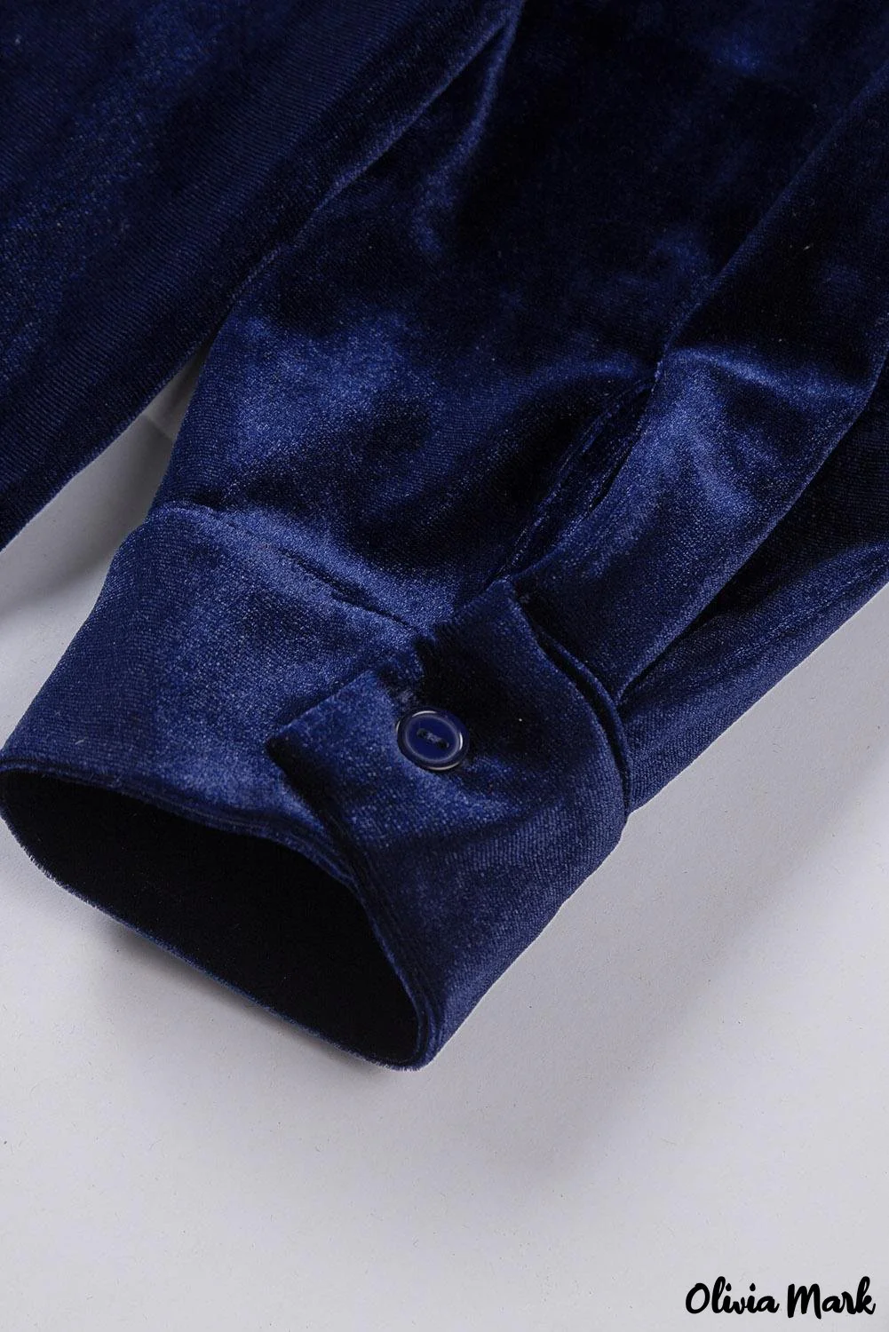 Deanwangkt - Navy Velvet Button Pocket Long Sleeve Shirt - Deanwangkt