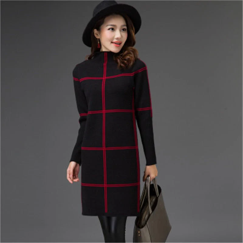Christmas Gift Deanwangkt New Autumn Women Sweaters Pullovers Winter Warm Long Sleeve Casual Knitted Sweater Dresses Vestidos R1060 - Deanwangkt
