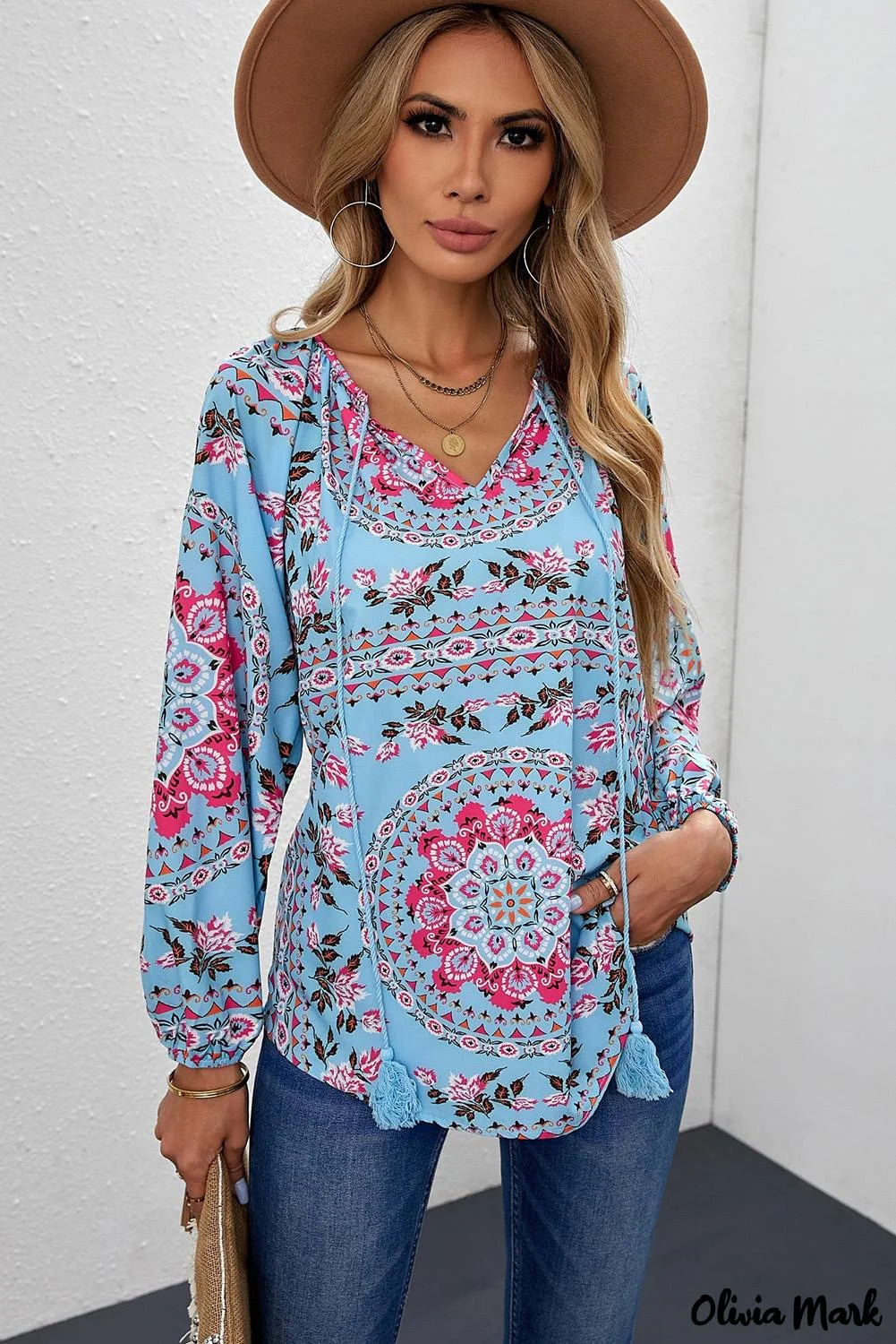 Deanwangkt - Multicolor Peasant Blouse With Floral Print - Deanwangkt