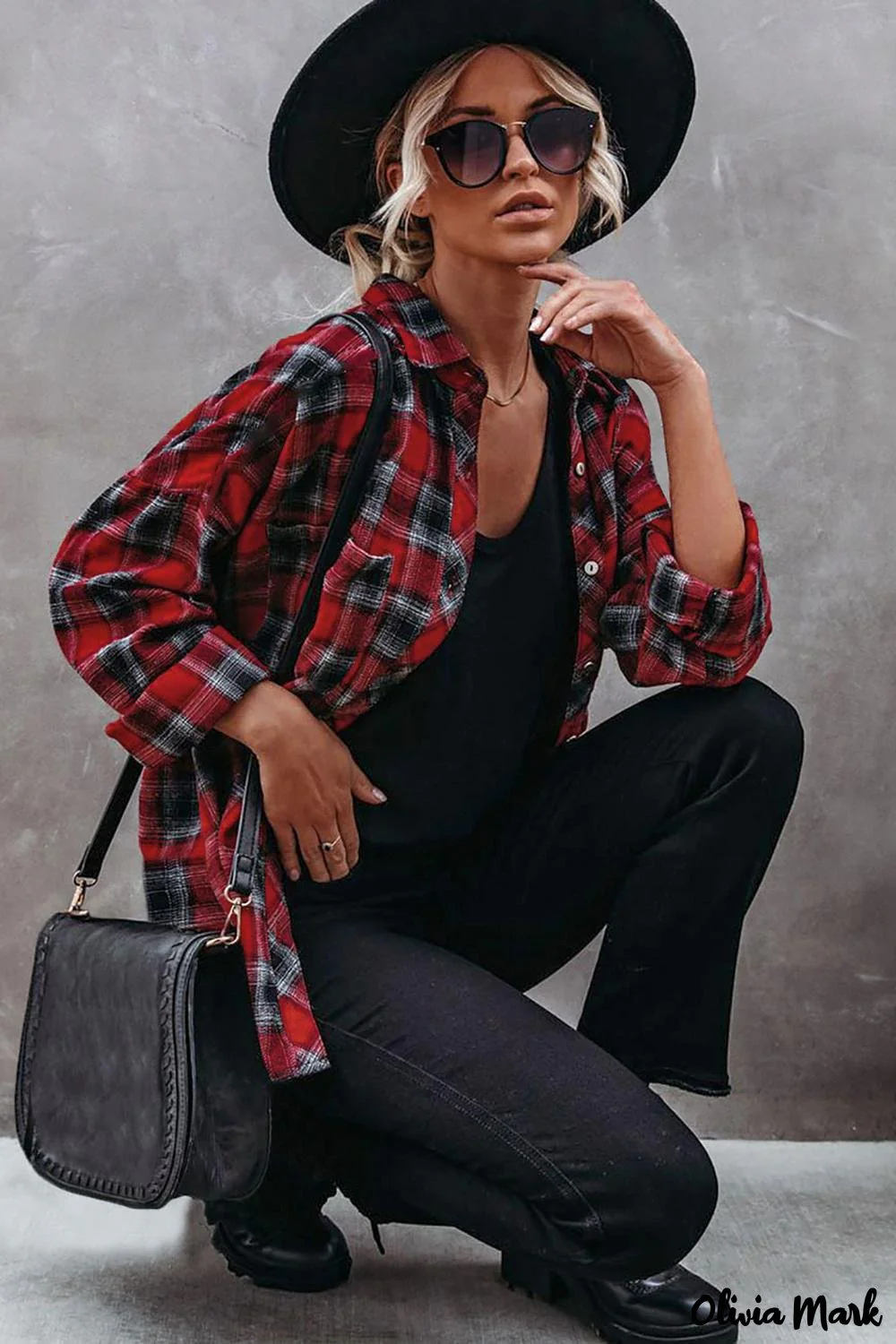 Deanwangkt - Red cotton blend plaid button-up shirt with chest pockets - Deanwangkt