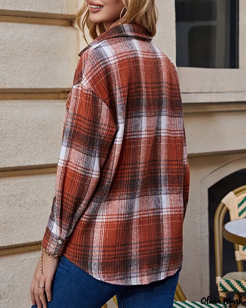 Deanwangkt - Plaid Print Long Sleeve Button-Up Shirt - Deanwangkt
