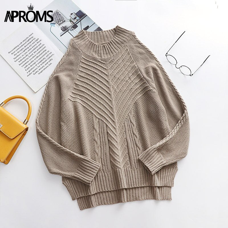 Christmas Gift Aproms Elegant Cold Shoulder Knitted Loose Sweaters Women Deanwangkt Autumn Winter Side Split Pullovers Streetwear Fashion Jumpers Top - Deanwangkt