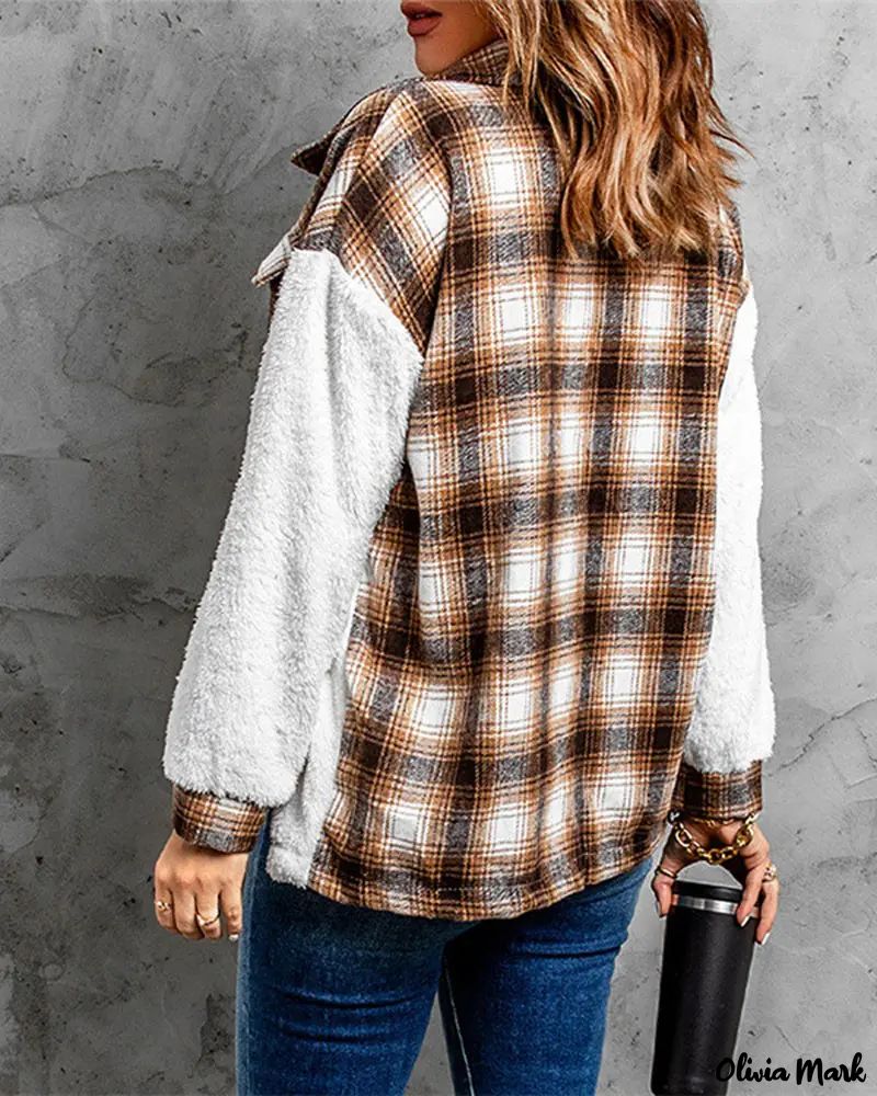 Deanwangkt - Contrast Check Long Sleeve Teddy Jacket - Deanwangkt