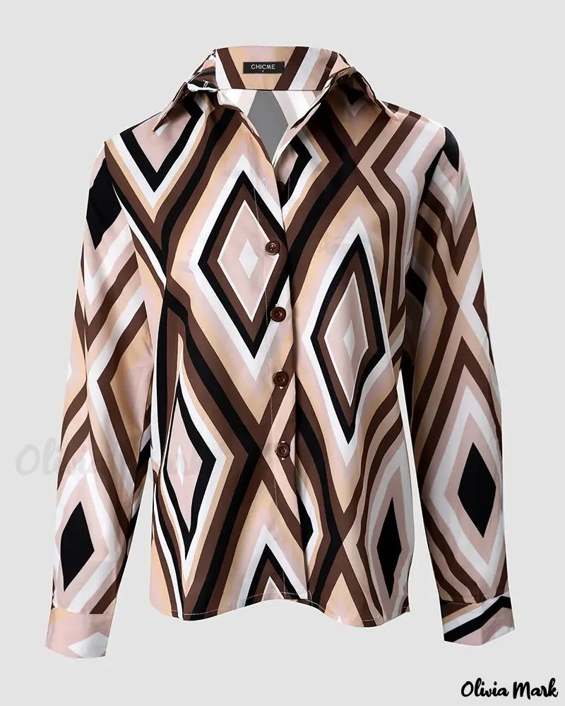 Deanwangkt - Diamond Print Long Sleeve Button Down Shirt - Deanwangkt