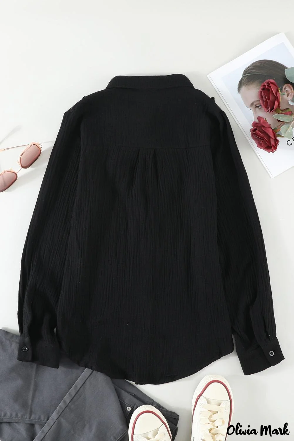 Deanwangkt - White Ruffle Crinkle Long Sleeve Shirt - Deanwangkt