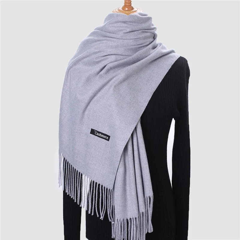 Christmas Gift Deanwangkt Winter Scarf For Women Long Warm Cashmere Scarves Hijab Solid Lady Shawl Wrap Female Pashmina Bandana Head Scarfs Echarpe - Deanwangkt
