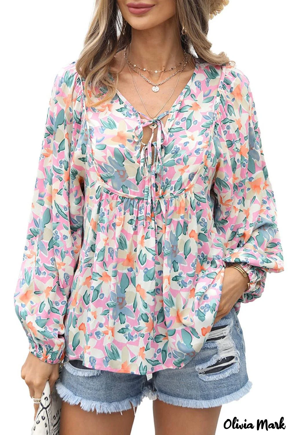 Deanwangkt - Green lace-up blouse with floral print - Deanwangkt