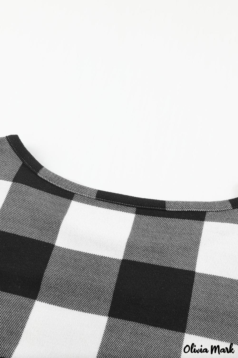 Deanwangkt - Plaid Kangaroo Pocket Long Sleeve Blouse - Deanwangkt