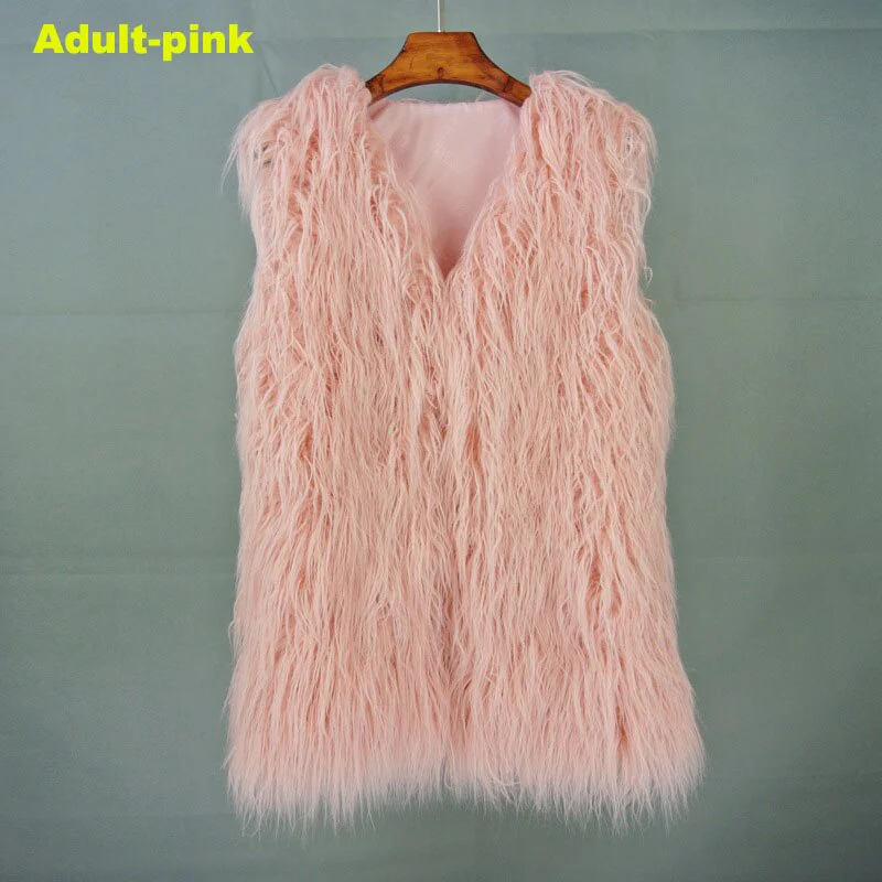 Christmas Gift Deanwangkt Autumn Winter Mother & Daughter Shaggy Faux Fur Vest Fashion Fluffy Sleeveless Waistcoat Outfits Street Fur Jacket Coats - Deanwangkt