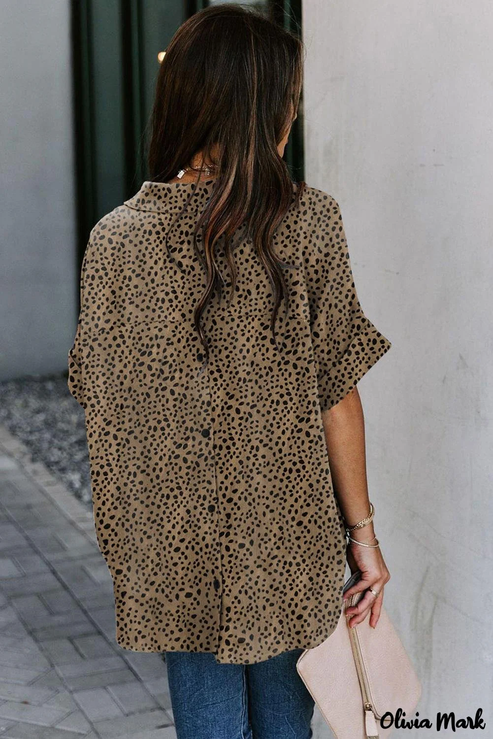 Deanwangkt - Leopard Print Draped V-Neck Blouse - Deanwangkt