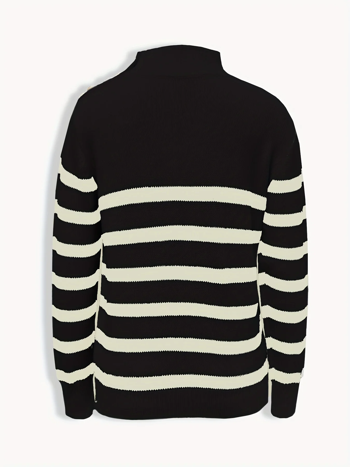 deanwangkt-1 Striped Pattern Turtle Neck Sweater, Casual Long Sleeve Sweater For Fall & Winter, Women's Clothing - Deanwangkt