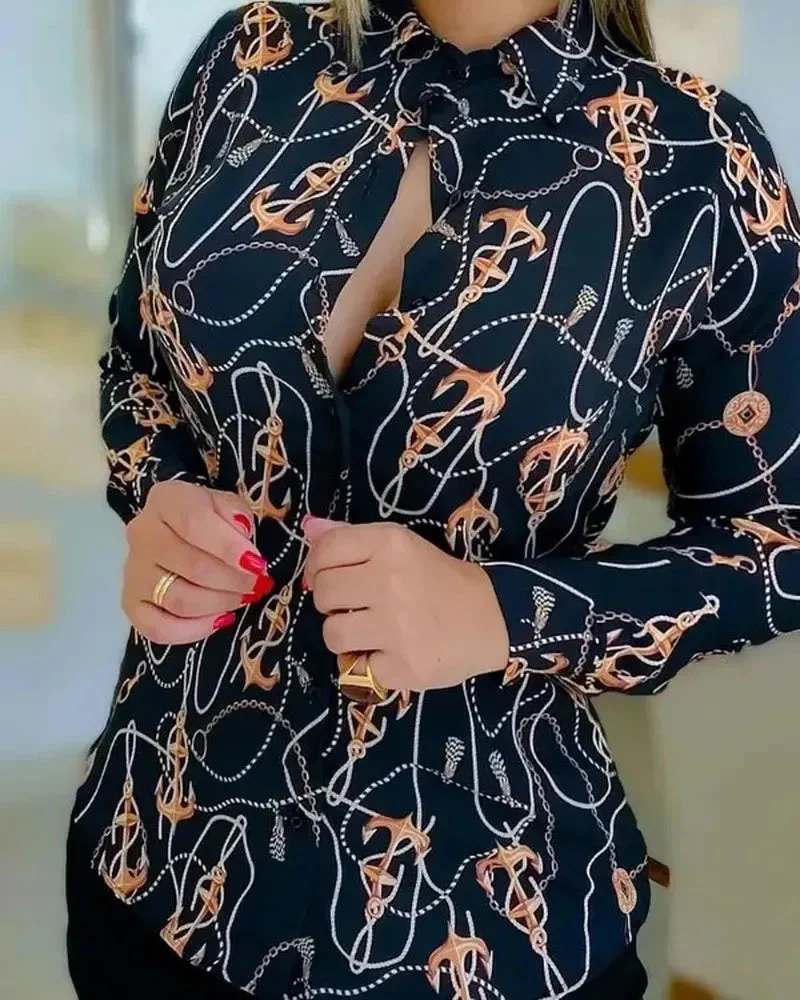 Deanwangkt - Boat Anchor Print Long Sleeve Shirt - Deanwangkt