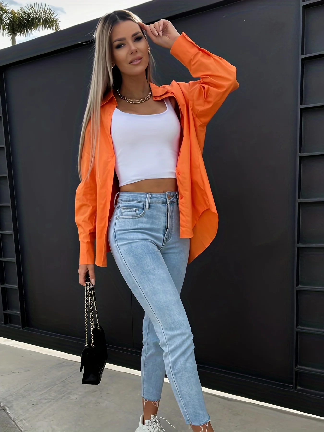 V-neck Loose Lapel Blouses, Casual Button Down Long Sleeve Fashion Spring Summer Shirts Tops, Women's Clothing - Deanwangkt