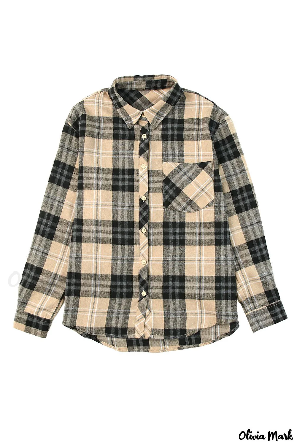 Deanwangkt - Khaki Check Button Long Sleeve Shirt - Deanwangkt