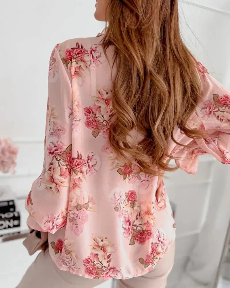 Deanwangkt - Floral Print Ruffle Hem Button Down Shirt - Deanwangkt