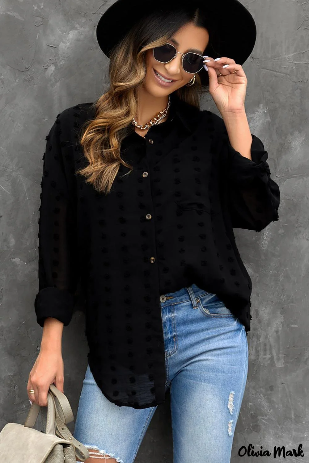 Deanwangkt - Green Polka Dot Long Sleeve Button Pocket Shirt - Deanwangkt