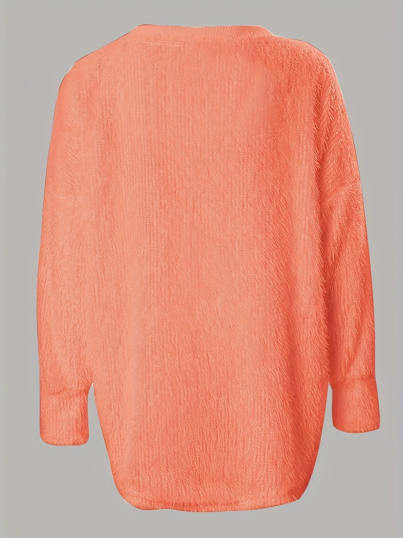 deanwangkt-1  Rhinestone V Neck Fuzzy Sweater, Casual Long Sleeve Loose Sweater, Women's Clothing - Deanwangkt