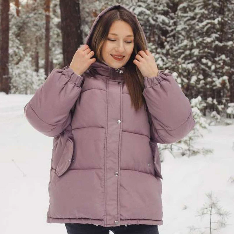 Christmas Gift Autumn Winter Deanwangkt New Womens Coats Blue Jackets Hooded Coat Thick Cotton Parkas Oversized Jacket Female - Deanwangkt