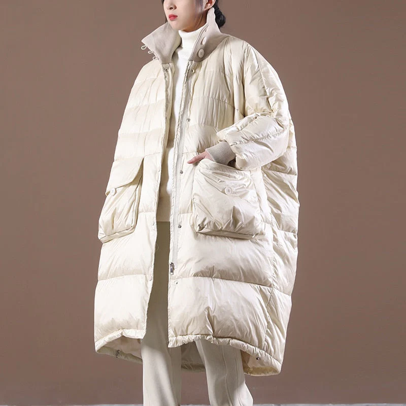 Black Friday Sales Winter Women Thick Warm 90% White Duck Down Long Parka Casual Female Pocket Zipper Snow Outwear Loose Down Jackets - Deanwangkt