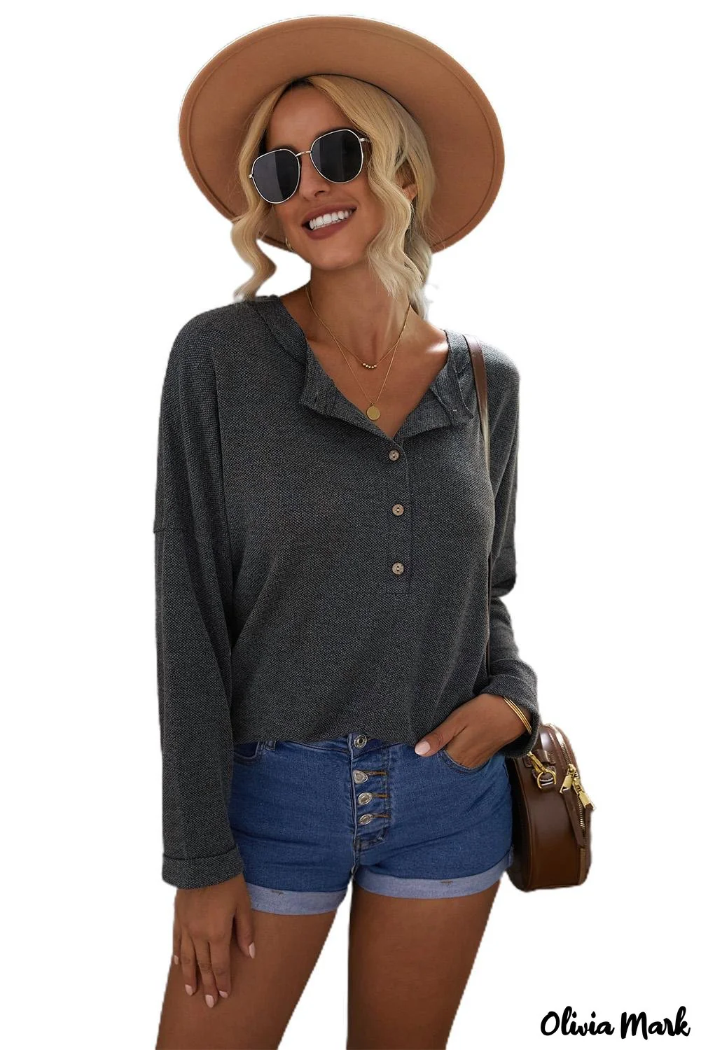 Deanwangkt - Loose buttoned khaki long sleeve shirt - Deanwangkt