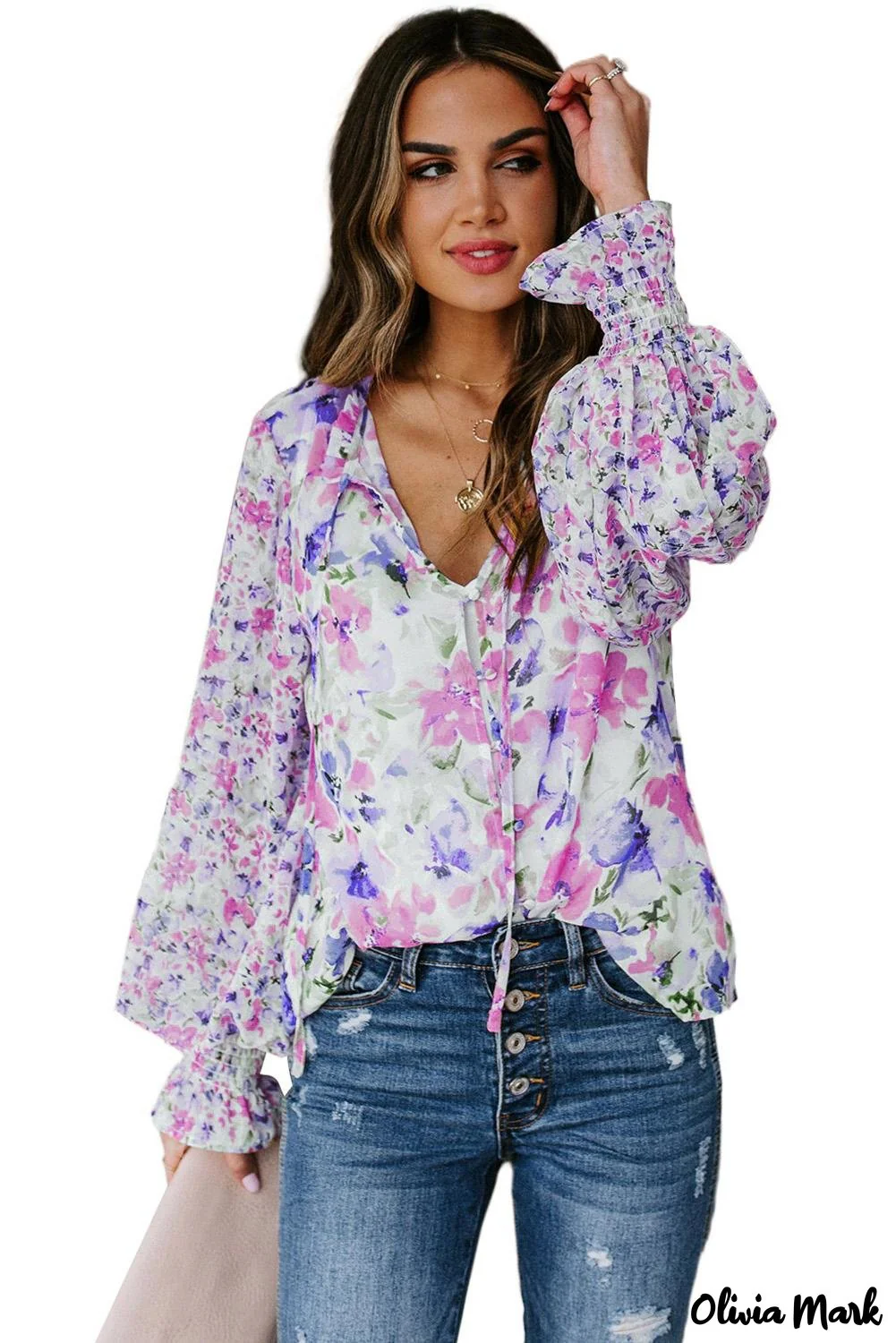 Deanwangkt - Cakewalk Rose Floral Smocked Blouse - Deanwangkt