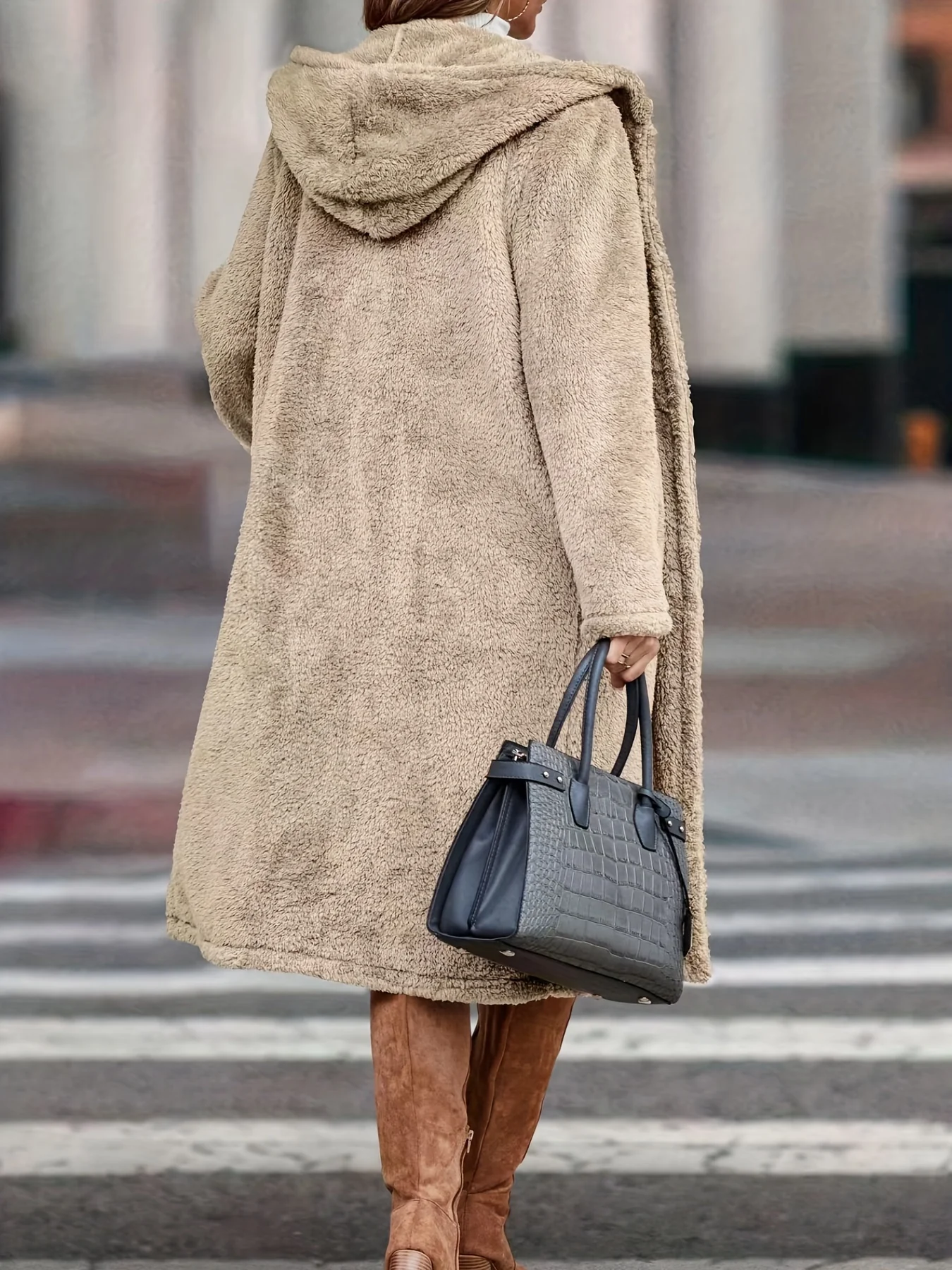 deanwangkt-1  Hooded Teddy Coat, Casual Long Length Winter Warm Outerwear, Women's Clothing - Deanwangkt