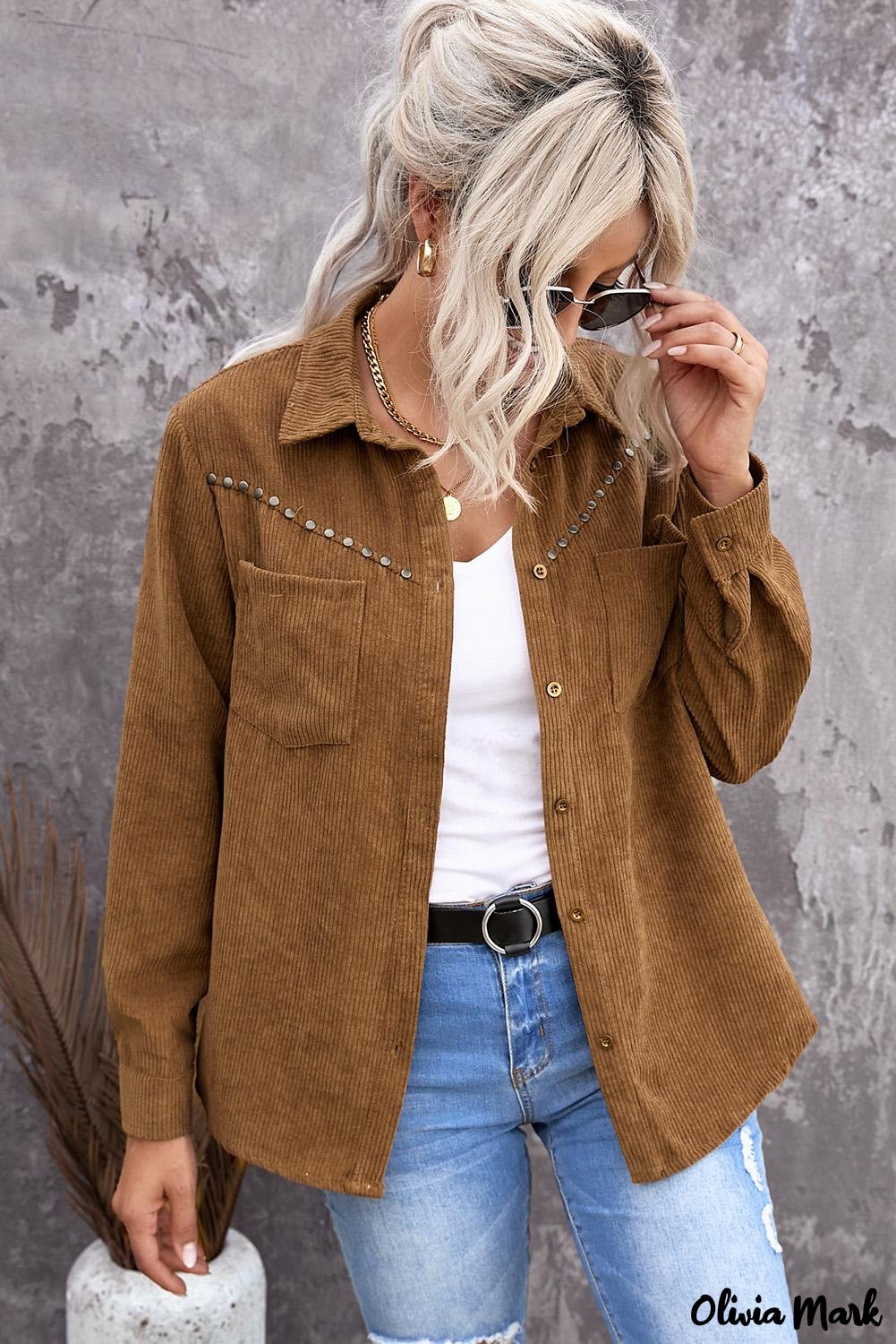 Deanwangkt - Beige corduroy buttoned long sleeve shirt with pockets - Deanwangkt