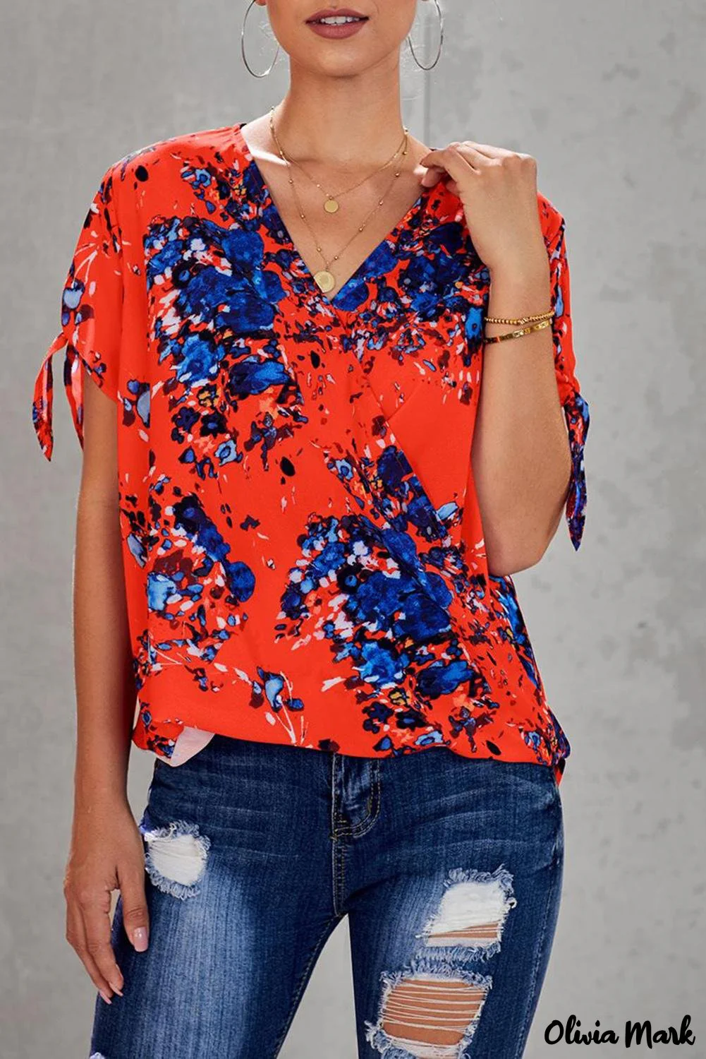 Deanwangkt - Orange Floral Twist Top - Deanwangkt