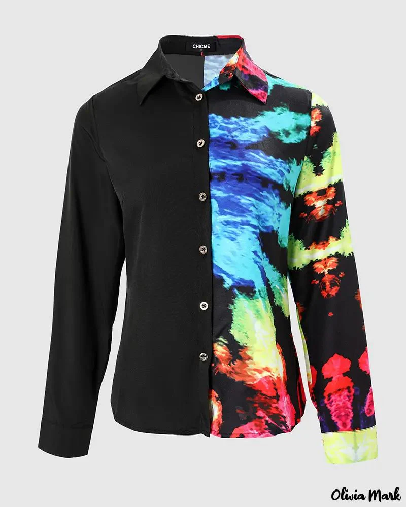 Deanwangkt - Tie-Dye Print Long Sleeve Button Down Shirt - Deanwangkt