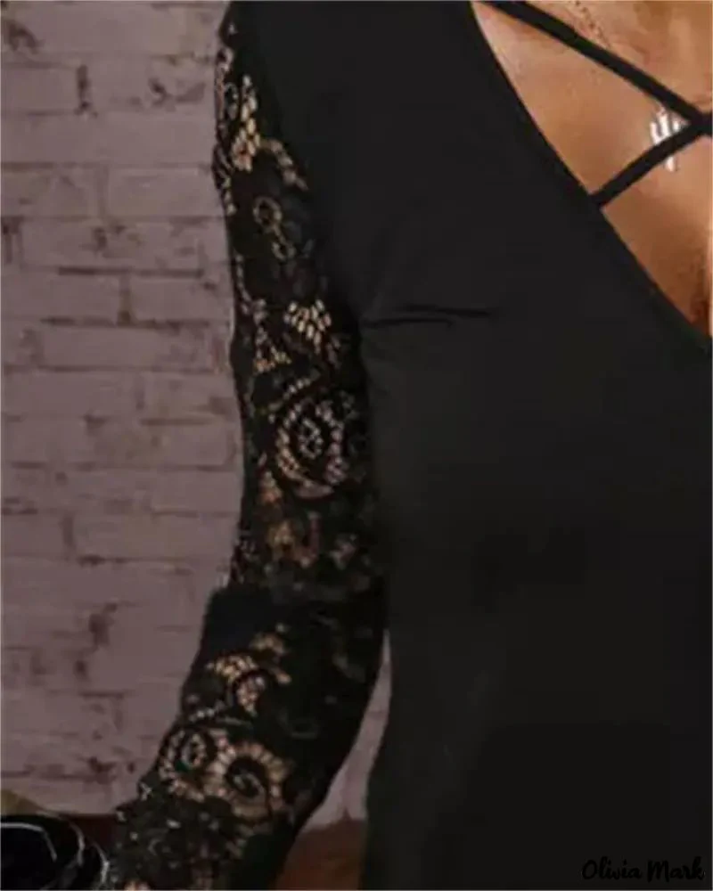 Deanwangkt - Contrast Lace Long Sleeve Top - Deanwangkt