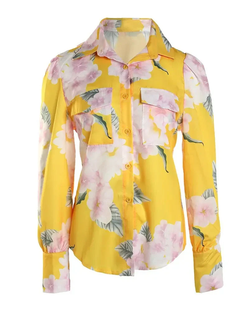 Deanwangkt - Floral print shirt with puff sleeves - Deanwangkt