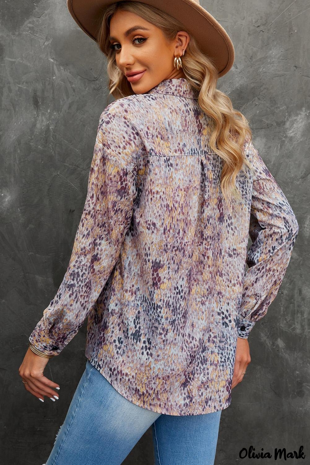 Deanwangkt - Brown printed long sleeve shirt with buttons and pockets - Deanwangkt