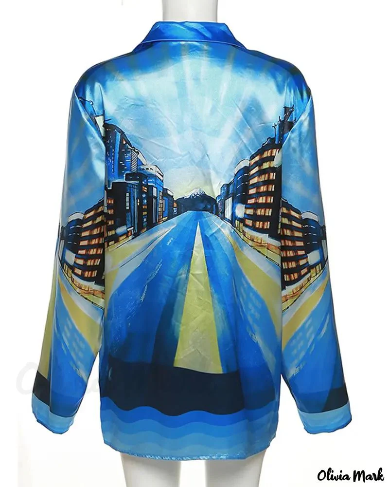 Deanwangkt - Long Sleeve Graphic Print Button Down Shirt - Deanwangkt